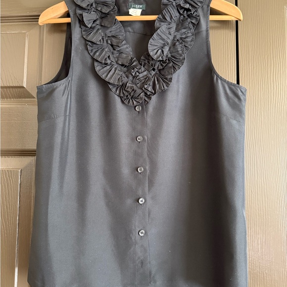 J. Crew Black Ruffled silk Sleeveless Blouse - Picture 8 of 8